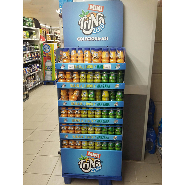 fruit juice custom cardboard display stand for supermarket