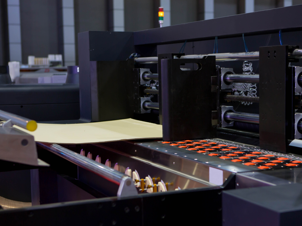 Corrugated cardboard digital inkjet printer. Printing industry.